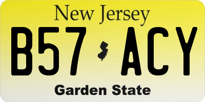 NJ license plate B57ACY