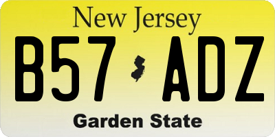 NJ license plate B57ADZ