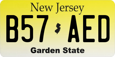 NJ license plate B57AED