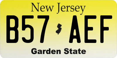 NJ license plate B57AEF