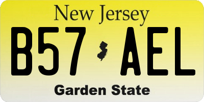 NJ license plate B57AEL