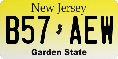 NJ license plate B57AEW