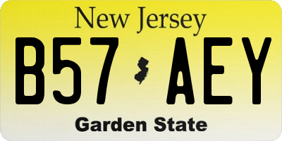 NJ license plate B57AEY