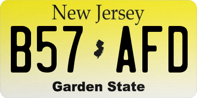 NJ license plate B57AFD