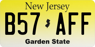 NJ license plate B57AFF