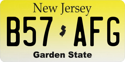 NJ license plate B57AFG