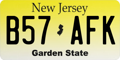 NJ license plate B57AFK