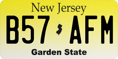 NJ license plate B57AFM