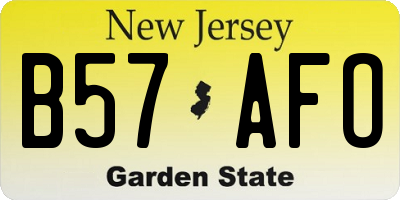 NJ license plate B57AFO