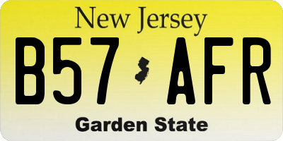 NJ license plate B57AFR