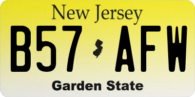 NJ license plate B57AFW