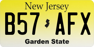 NJ license plate B57AFX