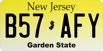 NJ license plate B57AFY