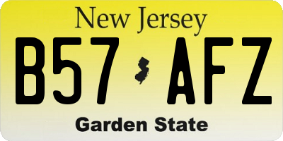 NJ license plate B57AFZ