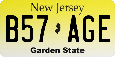 NJ license plate B57AGE