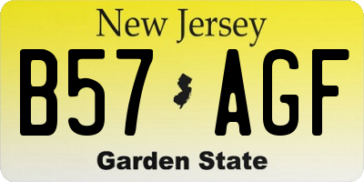 NJ license plate B57AGF