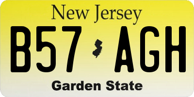 NJ license plate B57AGH