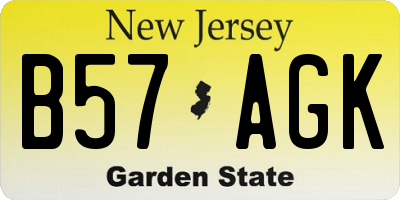 NJ license plate B57AGK