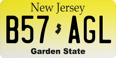 NJ license plate B57AGL