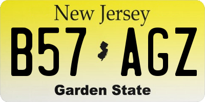 NJ license plate B57AGZ