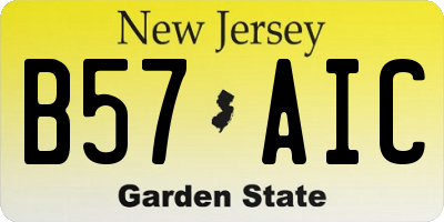 NJ license plate B57AIC