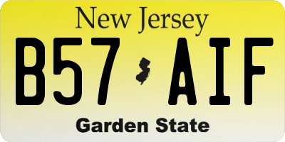 NJ license plate B57AIF