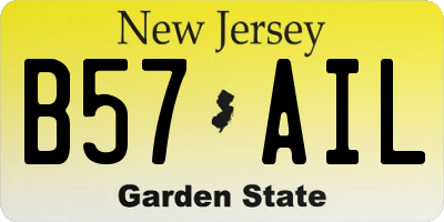 NJ license plate B57AIL