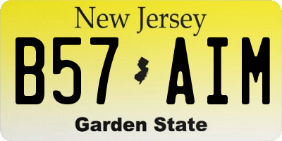NJ license plate B57AIM