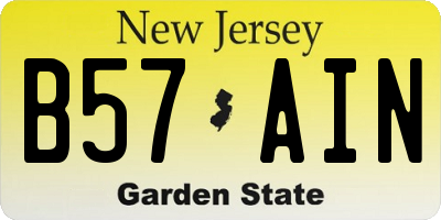 NJ license plate B57AIN