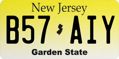 NJ license plate B57AIY
