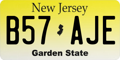 NJ license plate B57AJE