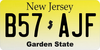 NJ license plate B57AJF