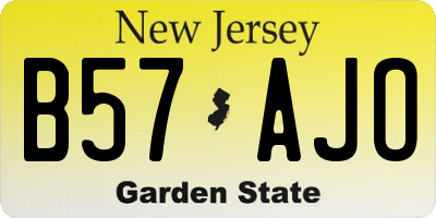 NJ license plate B57AJO