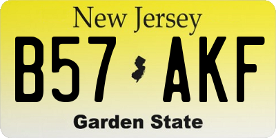 NJ license plate B57AKF