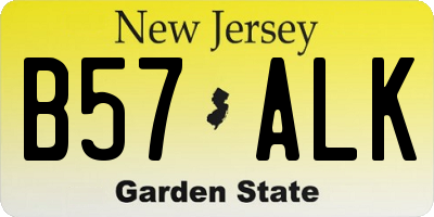 NJ license plate B57ALK