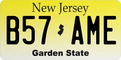 NJ license plate B57AME