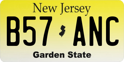 NJ license plate B57ANC
