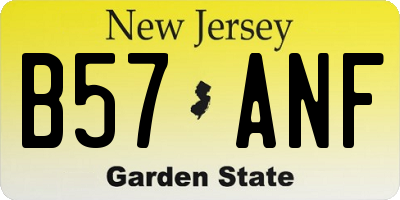 NJ license plate B57ANF
