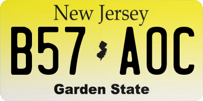 NJ license plate B57AOC