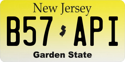 NJ license plate B57API
