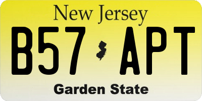 NJ license plate B57APT