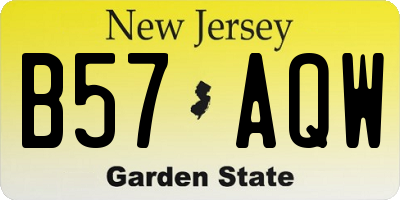 NJ license plate B57AQW