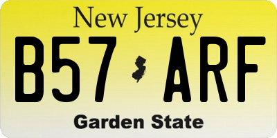 NJ license plate B57ARF