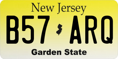 NJ license plate B57ARQ