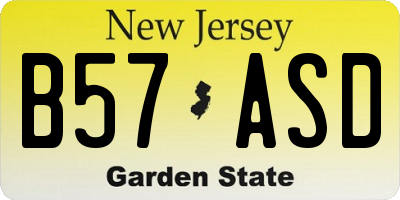 NJ license plate B57ASD