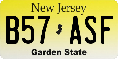 NJ license plate B57ASF