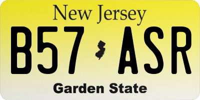 NJ license plate B57ASR
