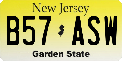 NJ license plate B57ASW