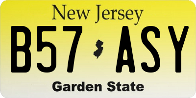 NJ license plate B57ASY