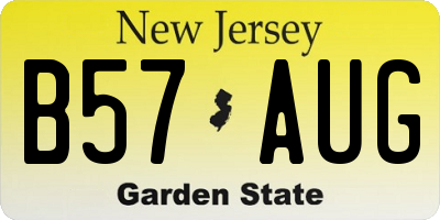 NJ license plate B57AUG